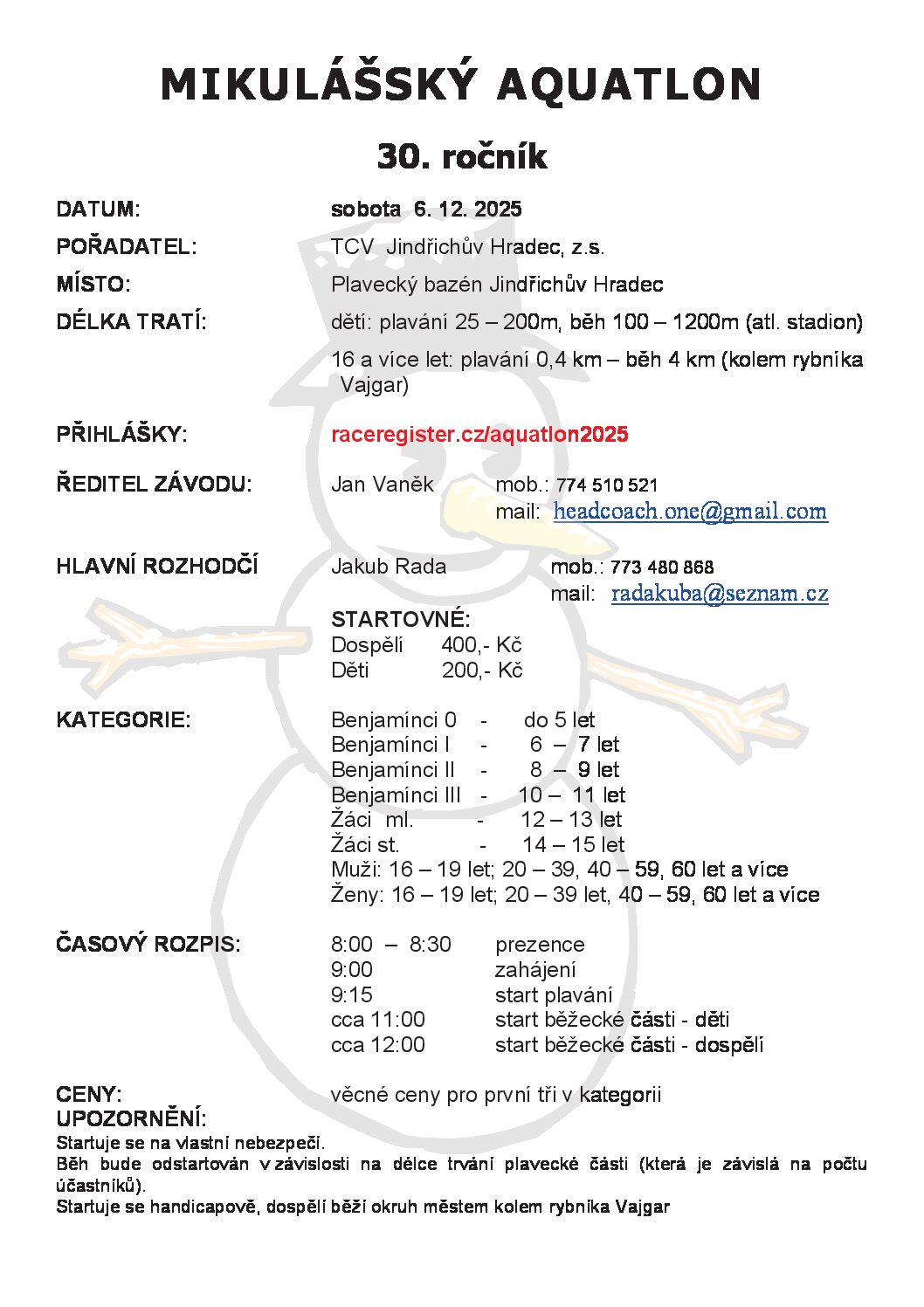 30 let Mikulášského aquatlonu v Jindřichově Hradci!